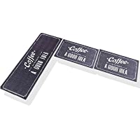 Carvapet 3 Pieza Alfombras Cocina Lavable Antideslizante Alfombrilla de Goma Alfombra de Baño Alfombrillas Cocina (Café…
